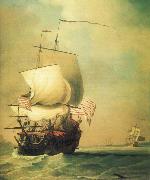 Monamy, Peter An English East Indiaman bow view oil on canvas